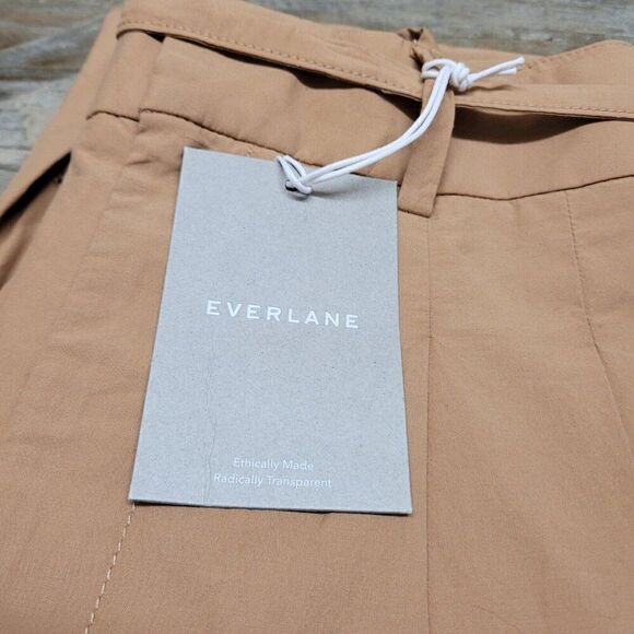 NEW Everlane Size 2 The Poplin Pleated Taper Pant‎ in Caramel Tan Tapered - Picture 5 of 12